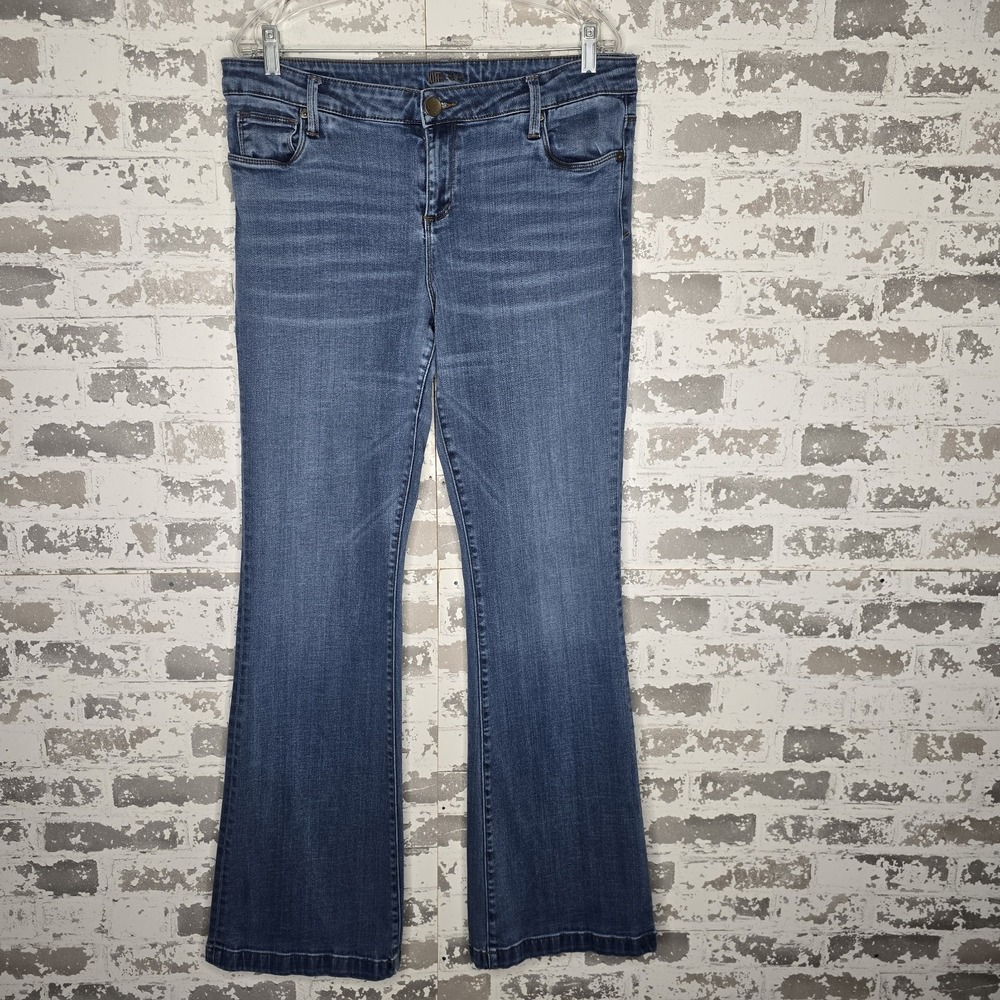 Kut from the Kloth Jeans Womens 14 Chrissy Flare Leg‎ Mid Rise Medium Blue Wash